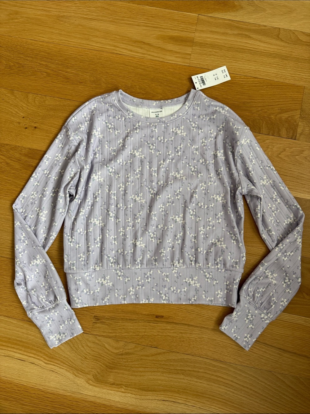 abercrombie kids Lavender Floral Ribbed Tee